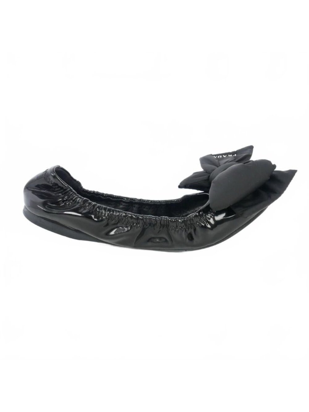 Prada Ribbon Ballet Shoes Flat Enamel 36 Black - Picture 6 of 9
